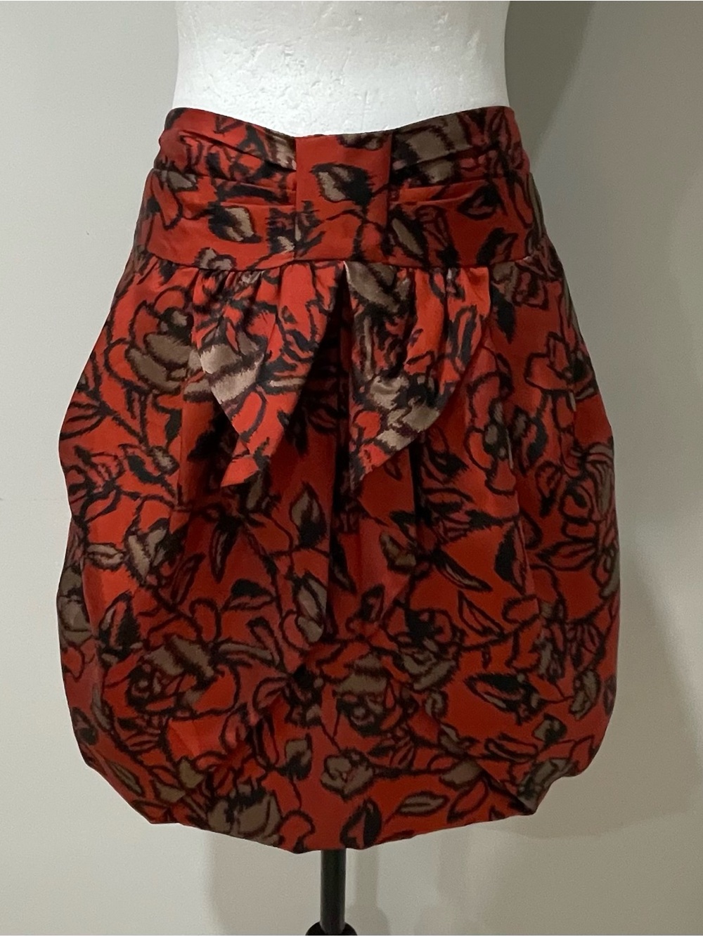 NWT Eva Franco Anthropologie Jacquard Missive Bubble Skirt Red Orange Bold Fun